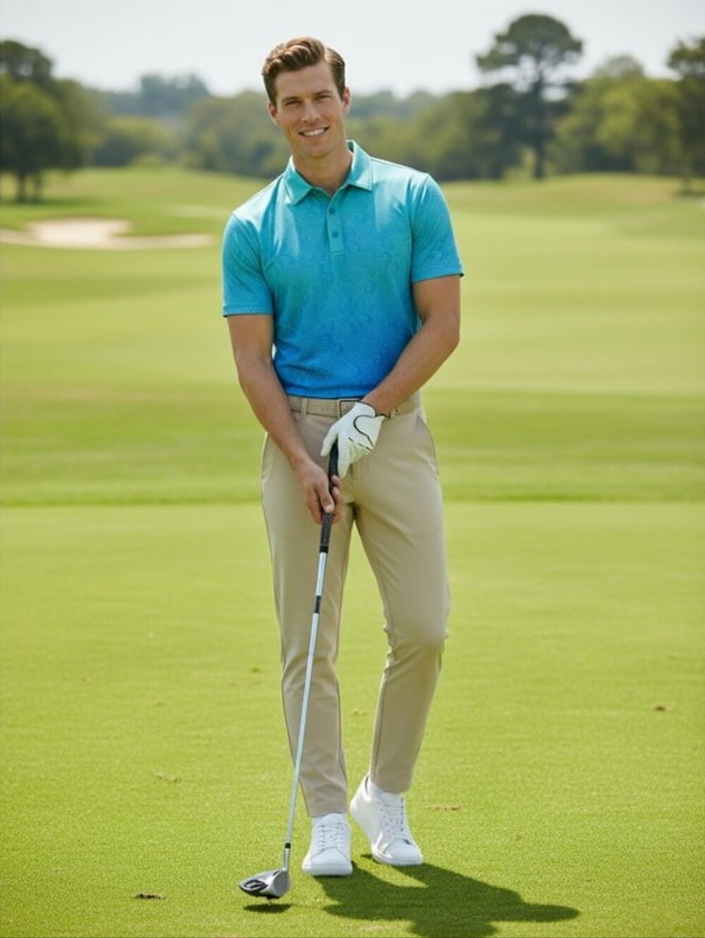 BirdieBound Mens Golf Polo Novelty Aqua Blue Size S NWT